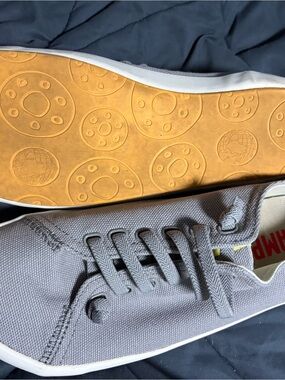 Camper Unisex Peu Grey Canvas Sneakers with Gum Sole